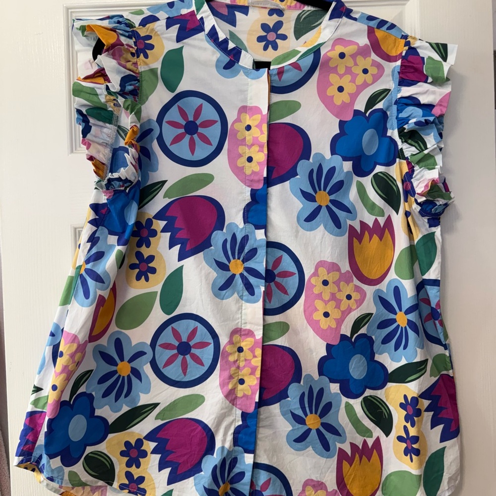 Floral Shirt with Ruffle Sleeves